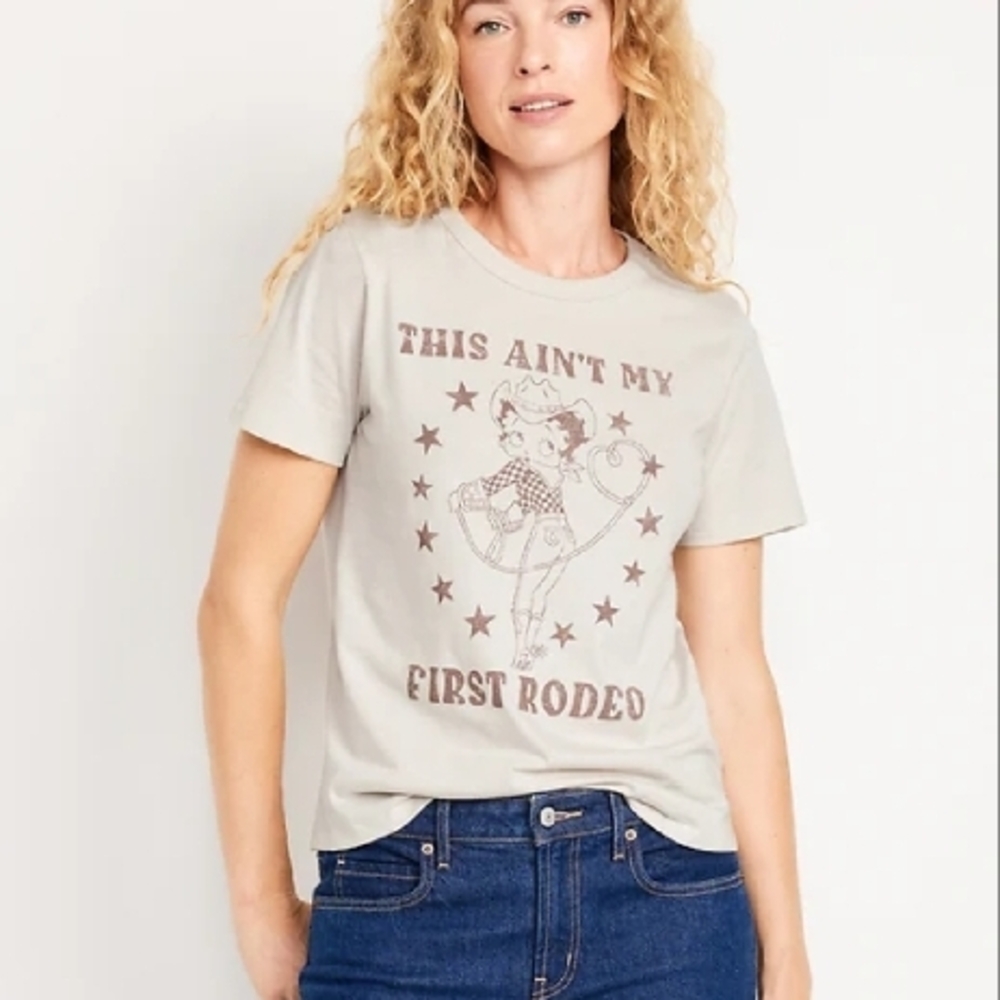 Cowgirl Graphic Tee in Cream and Brown